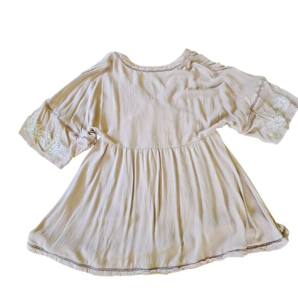 TOBI Beige Women's Boho V Neck Tunic Top Embroidery Lace edging size M - Picture 9 of 10